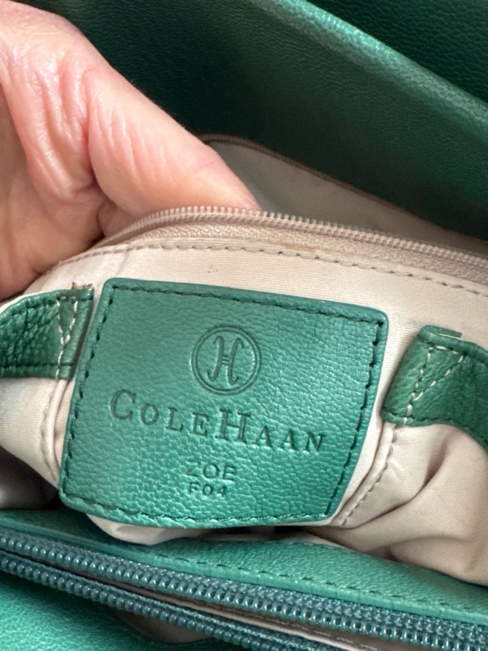 Cole Haan Emerald Green Leather Shoulder Bag
